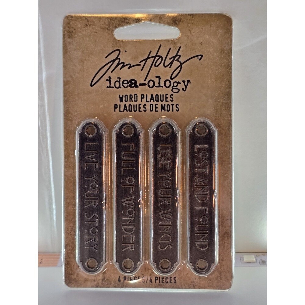Tim Holtz Idea-ology Metal Word Plaques 4pcs #TH94246 Crafting NEW
